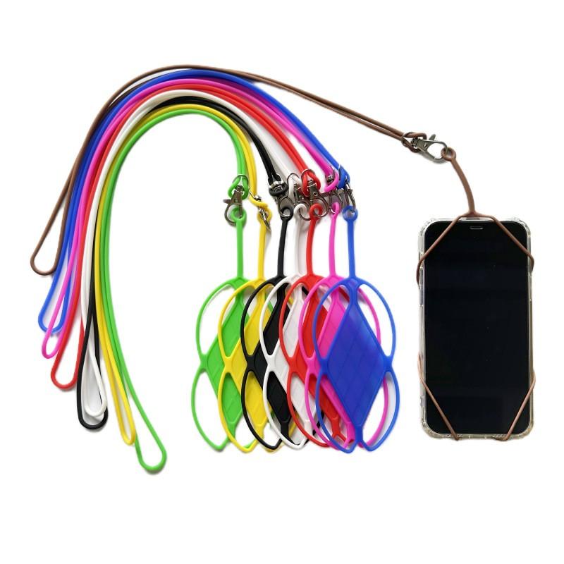 Phone Lanyard with Silicone Card Holder, Universal Durable Neck Strap for Mobile Devices, Elastic Outdoor Use with Badge Holder