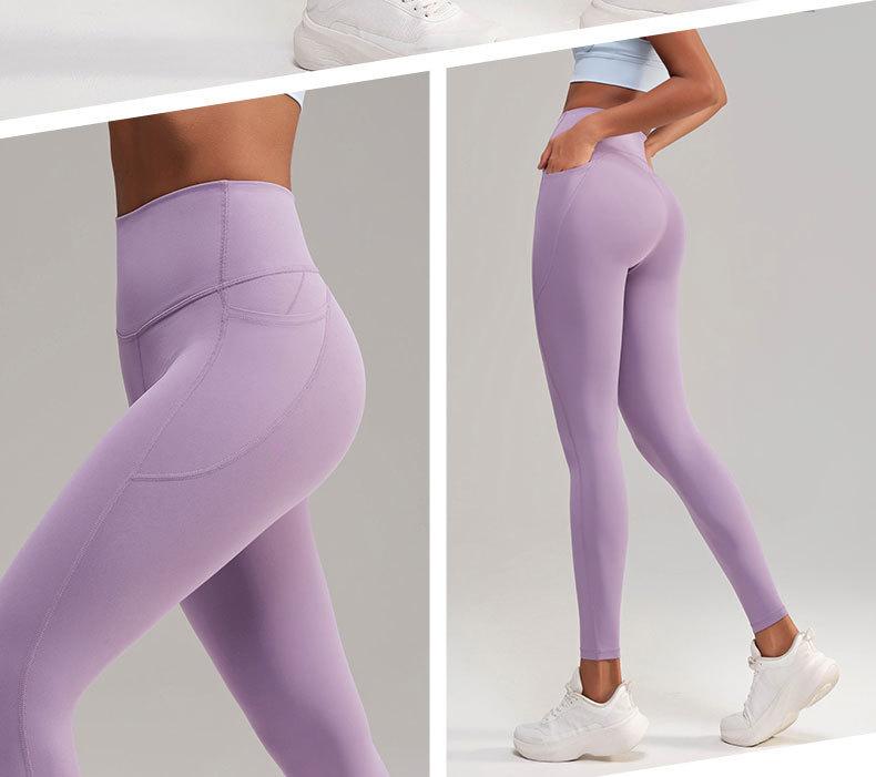 Skin-friendly, naked-feel yoga pants, elastic shaping, high-waisted, butt-lifting fitness pants for women, quick-dry tight pants for outdoor sports