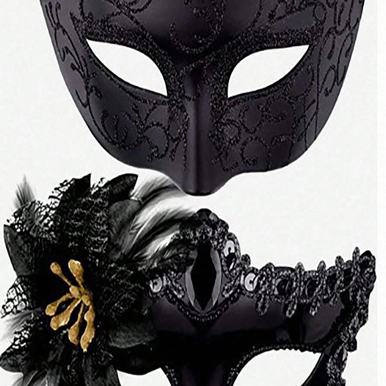 Women's Masquerade Mask Set with Handle, Half Face Floral Party Masks, Fashionable Props for Parties, Festivals, Performances, Valentine's Gift