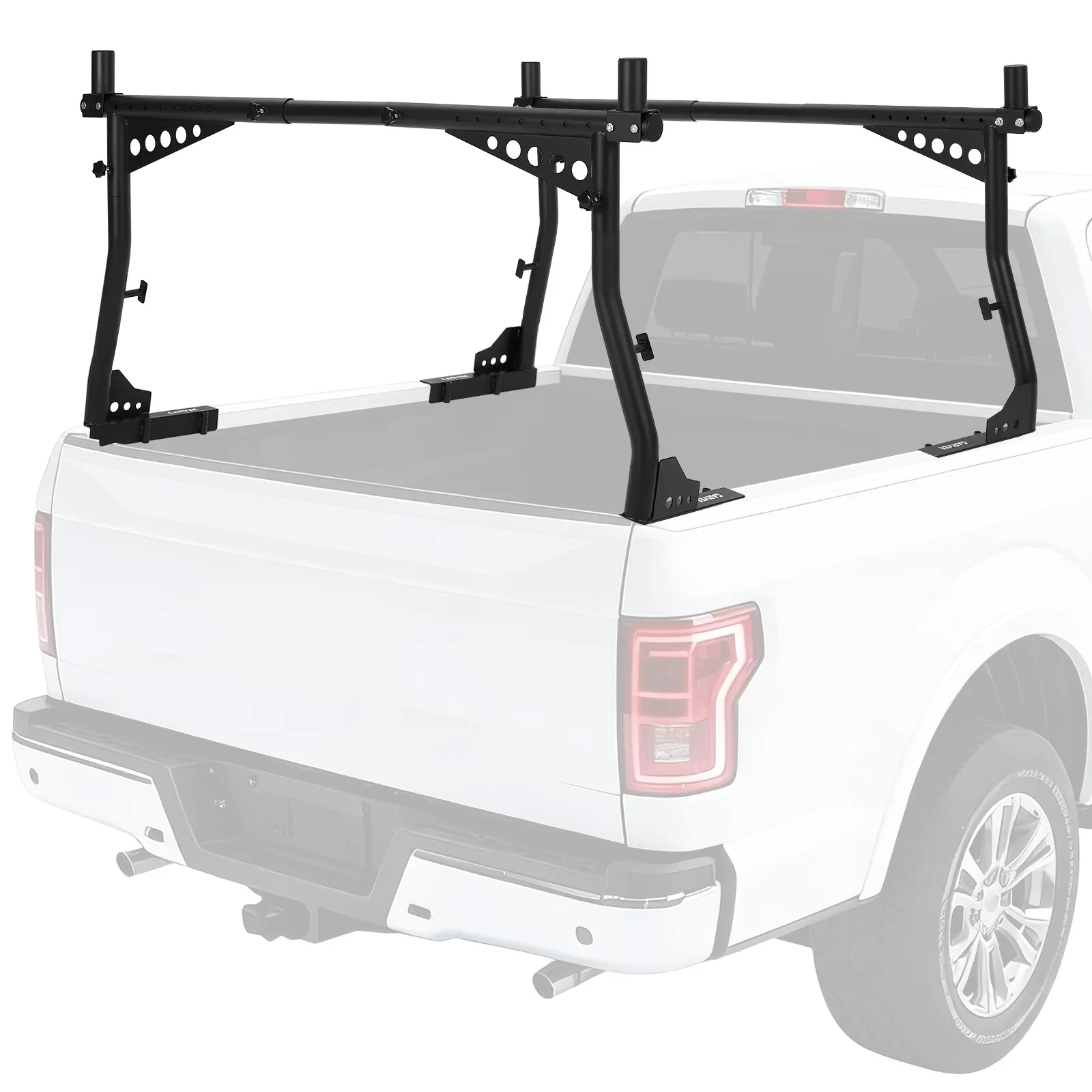 Adjustable Truck Ladder Rack for Pickup, No Drill J-Bolt Mount, 1000lbs Capacity Steel/Aluminum Roof Rack for Ford Chevy Ram, Heavy Duty Cargo Carrier for Ladders Kayaks