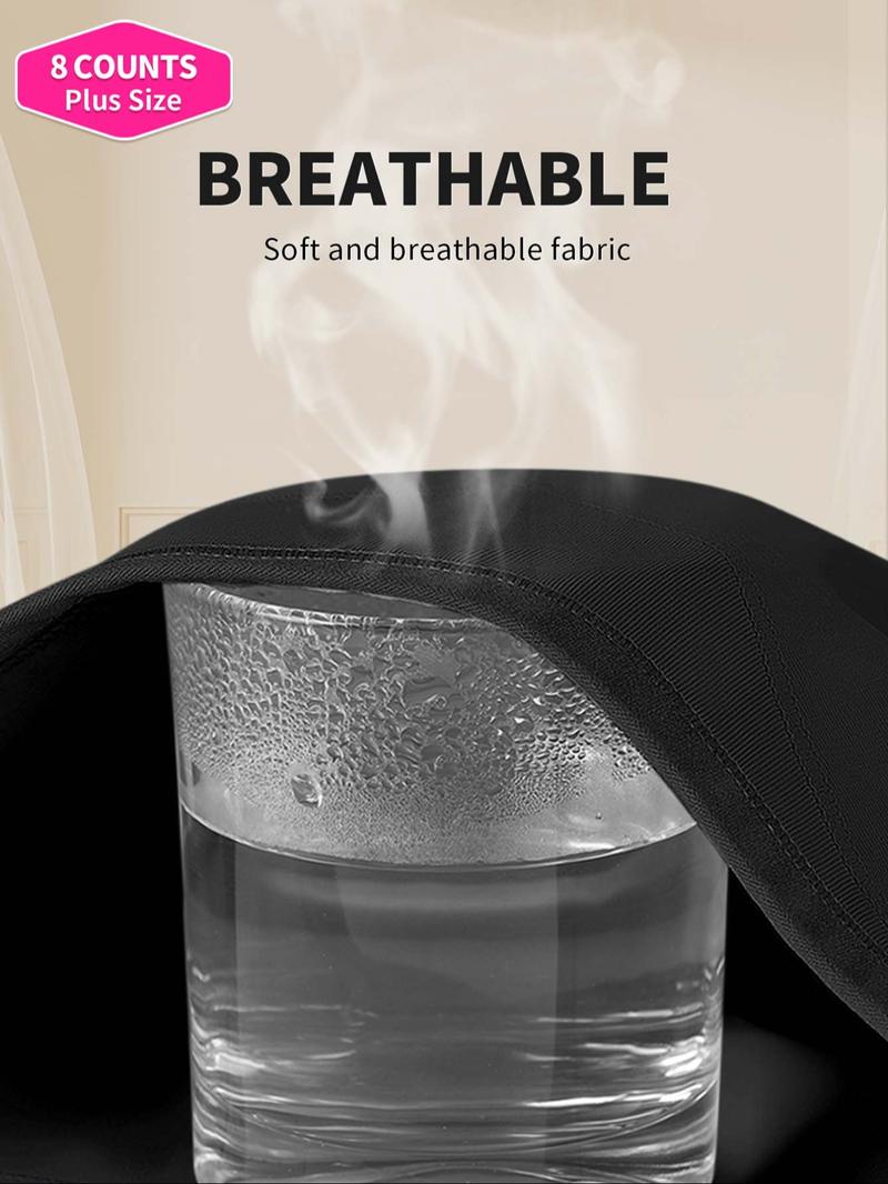 【Plus Size】 Solid Contrast Mesh High Waist Panty, Breathable Comfy Knicker for Daily Wear, Women's Underwear for All Seasons, Fashion Breathable Underwear