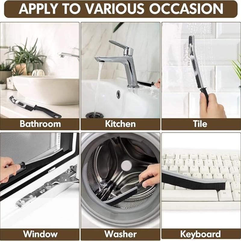 3-Piece Multi-Functional Gap Cleaning Brush Set, Effective Bathroom & Kitchen Cleaner, Compact Brushes for Sinks, Bathtubs, Toilets