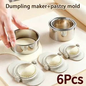 6 reusable dumpling mold sets, equipped with 3 dough cutters, easy to clean dumpling and pie making molds, time-saving homemade dumpling and pastry kitchen baking tools