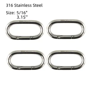 4pcs 5/16‘’ 316 stainless steel Metal Oval Ring Buckle Loops Non Welded for Leather Purse Bags Handbag Straps For hammocks, hiking, packs