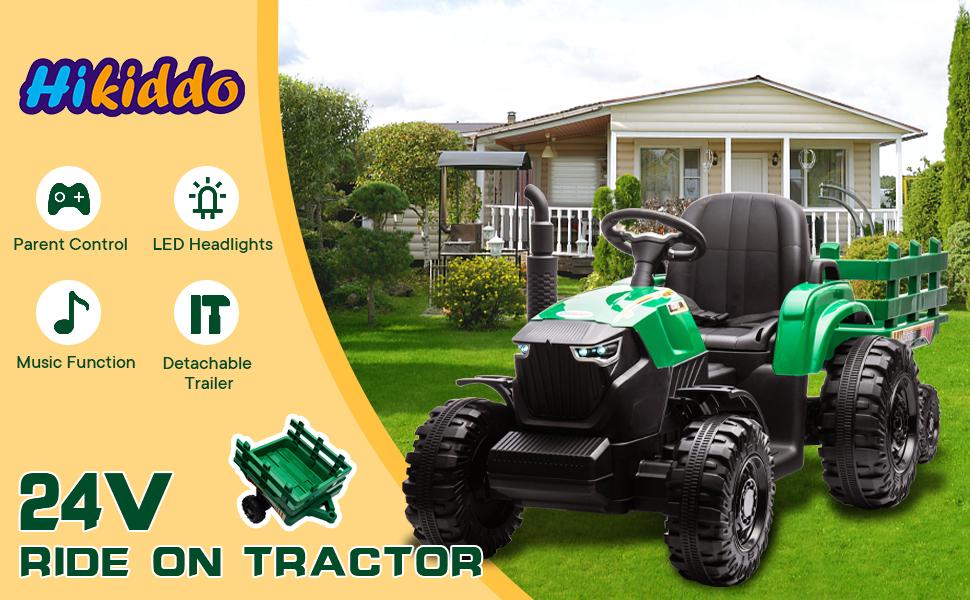 Hikiddo 24V 9Ah Ride on Toy for Big Kids, Kids Electric Vehicles Ride On Tractor Car for Ages 3-8 with Remote Control, 400W Motor