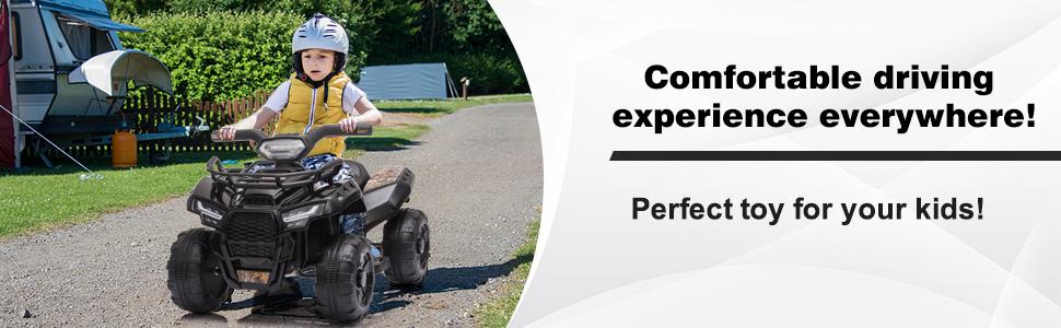 Bobike Kids Ride on ATV 6V Battery Powered Electric Vehicle 4 Wheeler Quad with Headlights MP3 USB Volume Control Large Seat Electric Ride on Toys Best Gifts for 18-36 Months Boys & Girls Trike - Motorcycle