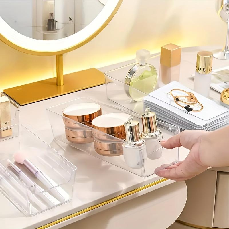 2-piece plastic storage box set - stackable drawer and desktop organizer separated, no assembly required, free combination modular system, suitable for cosmetics, office, kitchen, bathroom, wardrobe - transparent drawer organizer box