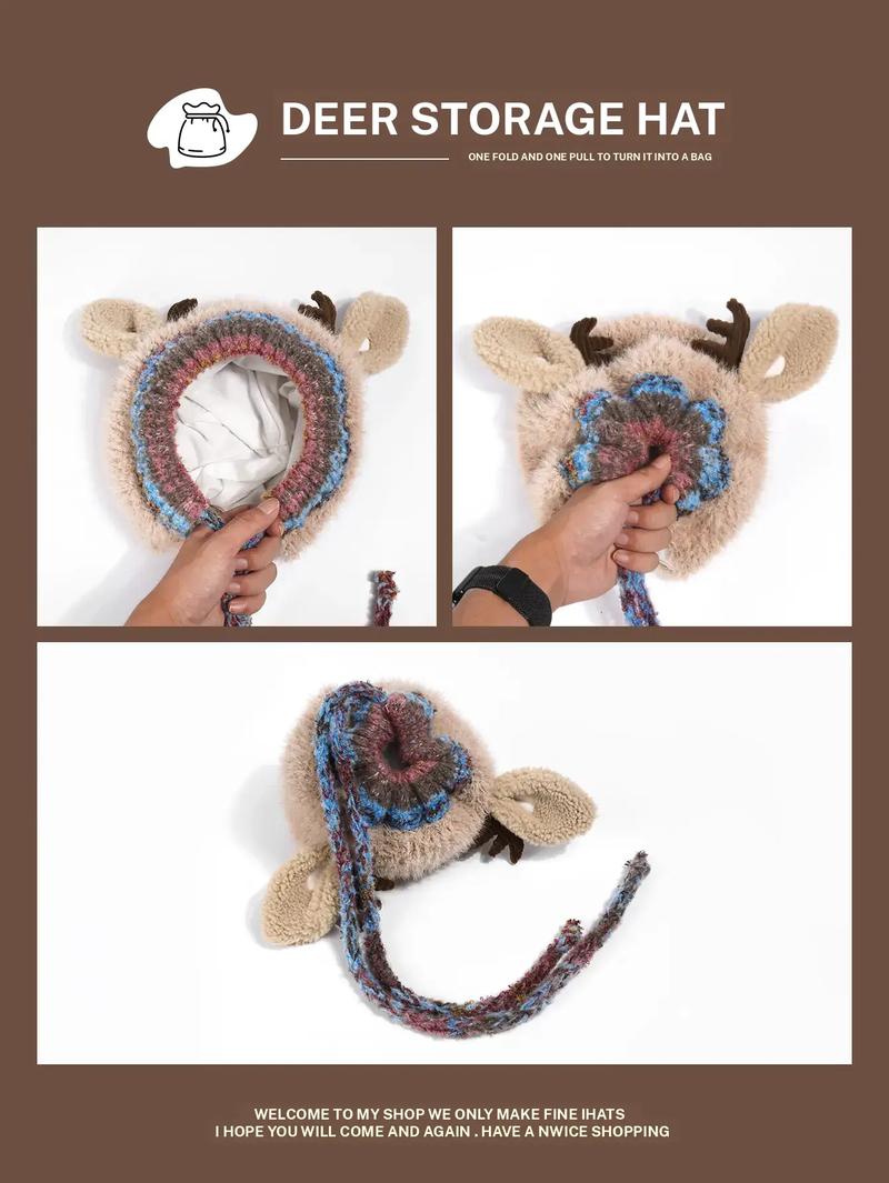 Original design Festive Christmas Antler Hat (It can be used as a handbag,A hat has multiple uses.)Knitted Ear Protection Windproof Warm Hat Suitable for the family It can be worn by adults and children, without limiting the circumference of the head Original design Festive Christmas Antler Hat (It can be used as a handbag,A hat has multiple uses.)Knitted Ear Protection Windproof Warm Hat Suitable for the family It can be worn by adults and children, without limiting the circumference of the head