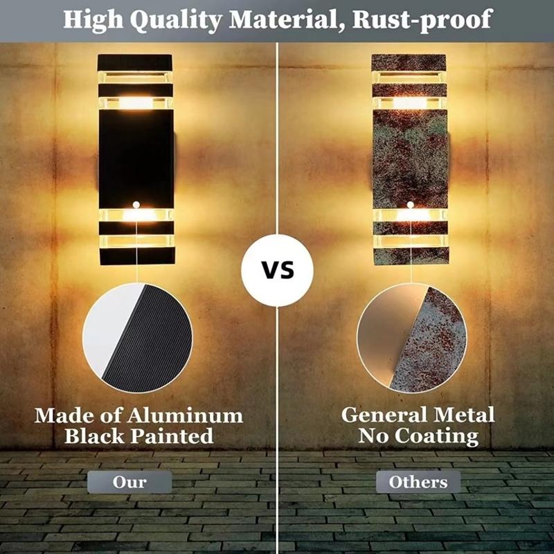 Outdoor Double-Head Wall Light with Plastic Shell, Up and Down Lighting, E27 Outdoor Waterproof Wall-Mounted Garden Lamp, Yard Lighting