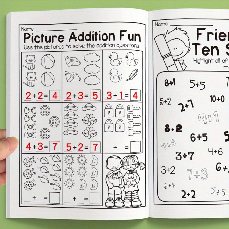 32 Pages Of Math Exercises On Addition And Subtraction Within 10, For Preschool Education, Mental Arithmetic Practice Book, Picture-Based Equation Writing And Decomposition Calculation Arithmetic Problems, Visual Learning Tools, Learning Materials