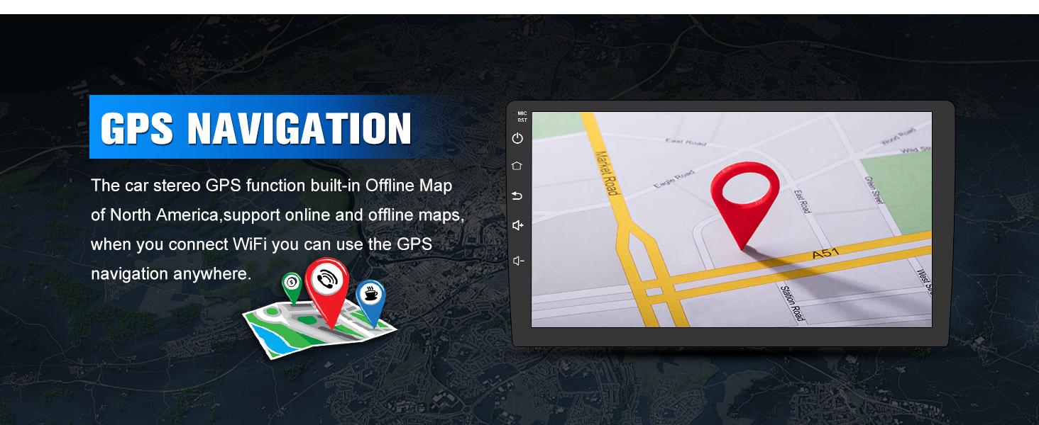 Car Stereo for Toyota Tacoma 2016-2021 touch screen has Android Auto Wireless Carplay, Bluetooth WIFI supports GPS Navigation