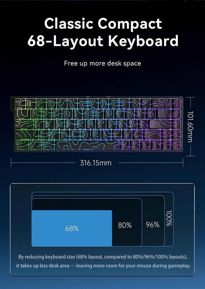 AK680 V2 wired gaming mechanical keyboard AJAZZ e-sports game specific axis ice island switch gaming player computer office compact mechanical keyboard 8K return rate RGB DIY multi scene applicability