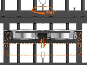 HOOBRO Outdoor Dog Kennel with Cover, 6.6 x 6.6 x 6.4 ft Dog Kennel Outside with Waterproof Roof and Rotating Feeding Bowls, Heavy-Duty Large Cage Enclosure, Dog Playpen Fence, Black