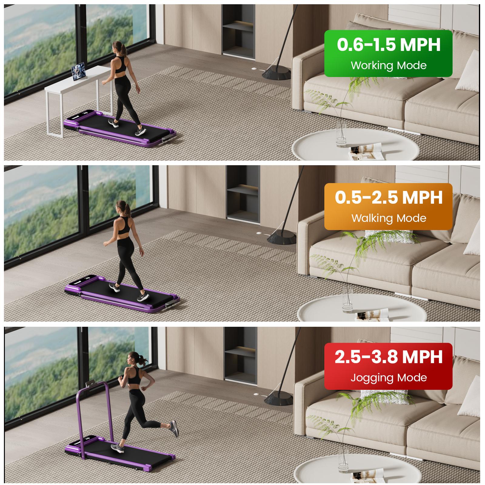 YAGUD Handrail Walking Treadmill – Quiet Home Running Machine with Dual Shock Absorption, 265lbs Weight Capacity Wide Belt & Compact Design for Easy Mobility SpringStatements