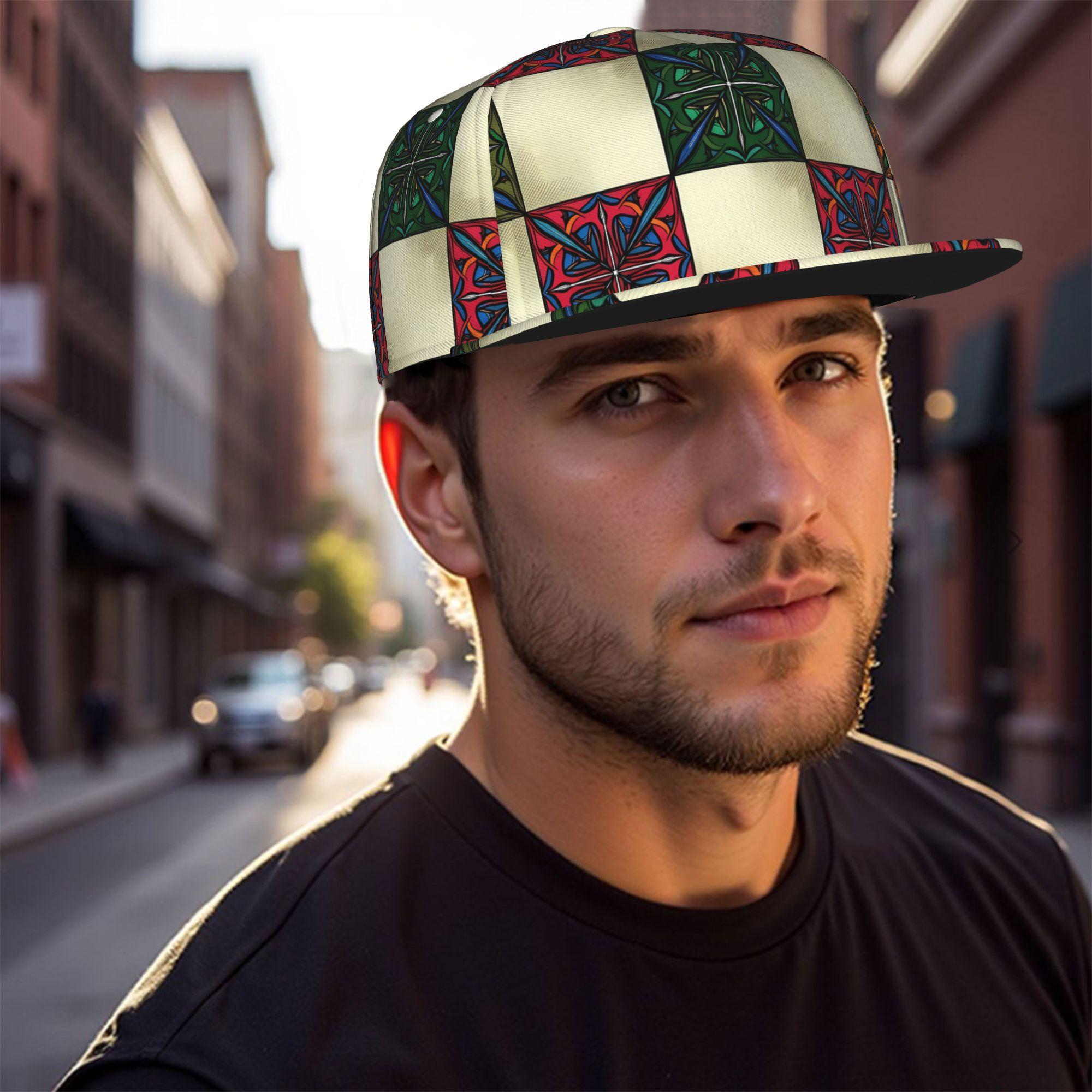 Colorful Square Tile Pattern, Unisex baseball cap, adjustable back buckle trucker cap, party baseball cap, punk-style sun hat, suitable for skateboarding, dancing and outdoor sports, all year round.