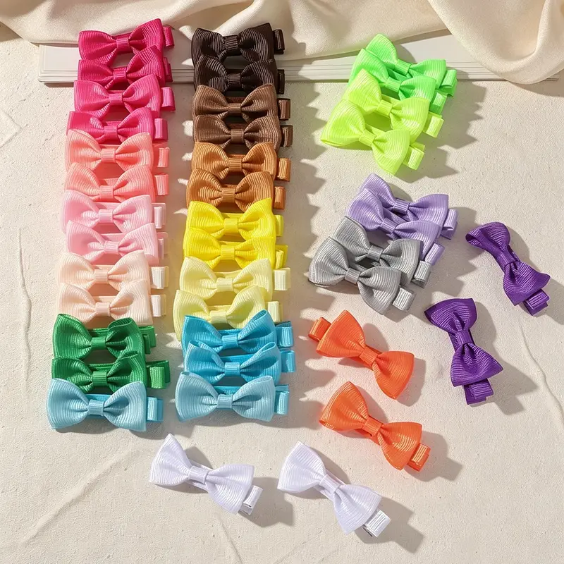 40pcs Mini Macaron Color Bow Hair Clips, Hair Clip Set, Cute Woven Design, Safe Non-Damaging, Perfect for Daily Wear & Holiday Gifts