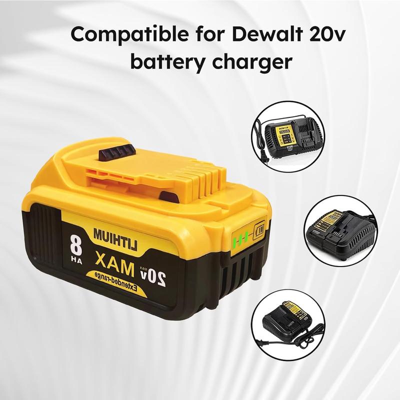 2 Pcs 8000 Mah For Dewalt 20v Batteries  Suitable For Electric Drills, Hair Dryers, Grinders, Car Washers, Etc.! Auto Repair Tools, Gardening Tools, Renovation Tools And Other Tools Of The Same Brand Can Be Used