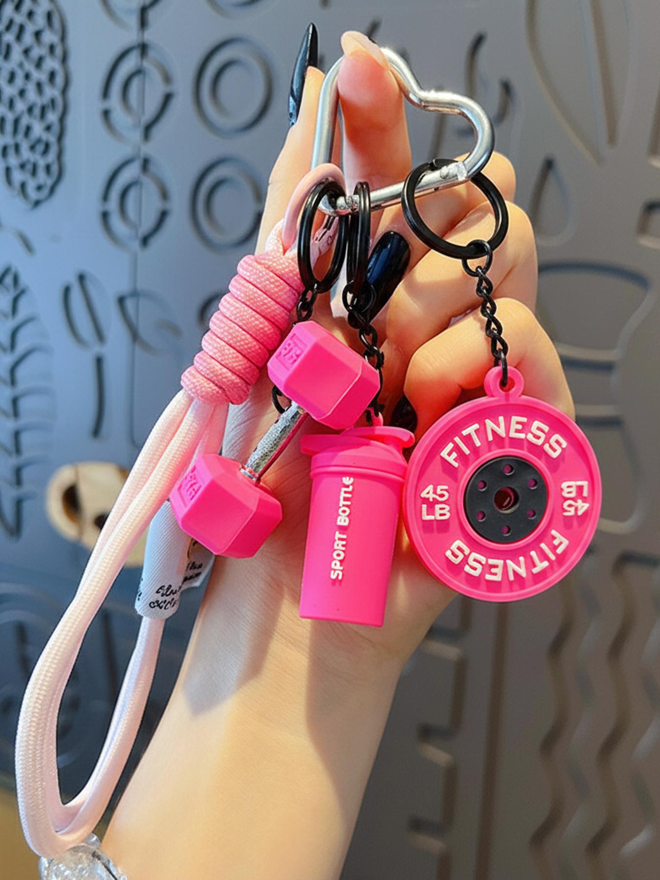 Creative DIY Sport Style Fitness Barbell Keychain Pendant, Women Couple Miu Bag Charm, Key Chain Accessory, Fashionable and Functional