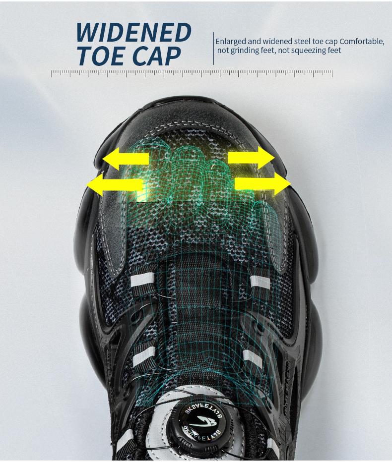 Men's Safety Sneakers with Swivel Buckle - Steel Toe, Breathable Mesh Upper, Non-Slip Rubber Sole Work Boots, Safety Shoes for Outdoor Activities, Blue Collar Workers, Nurses | Sports Safety Shoes | Durable Rubber Sole Product Model：678