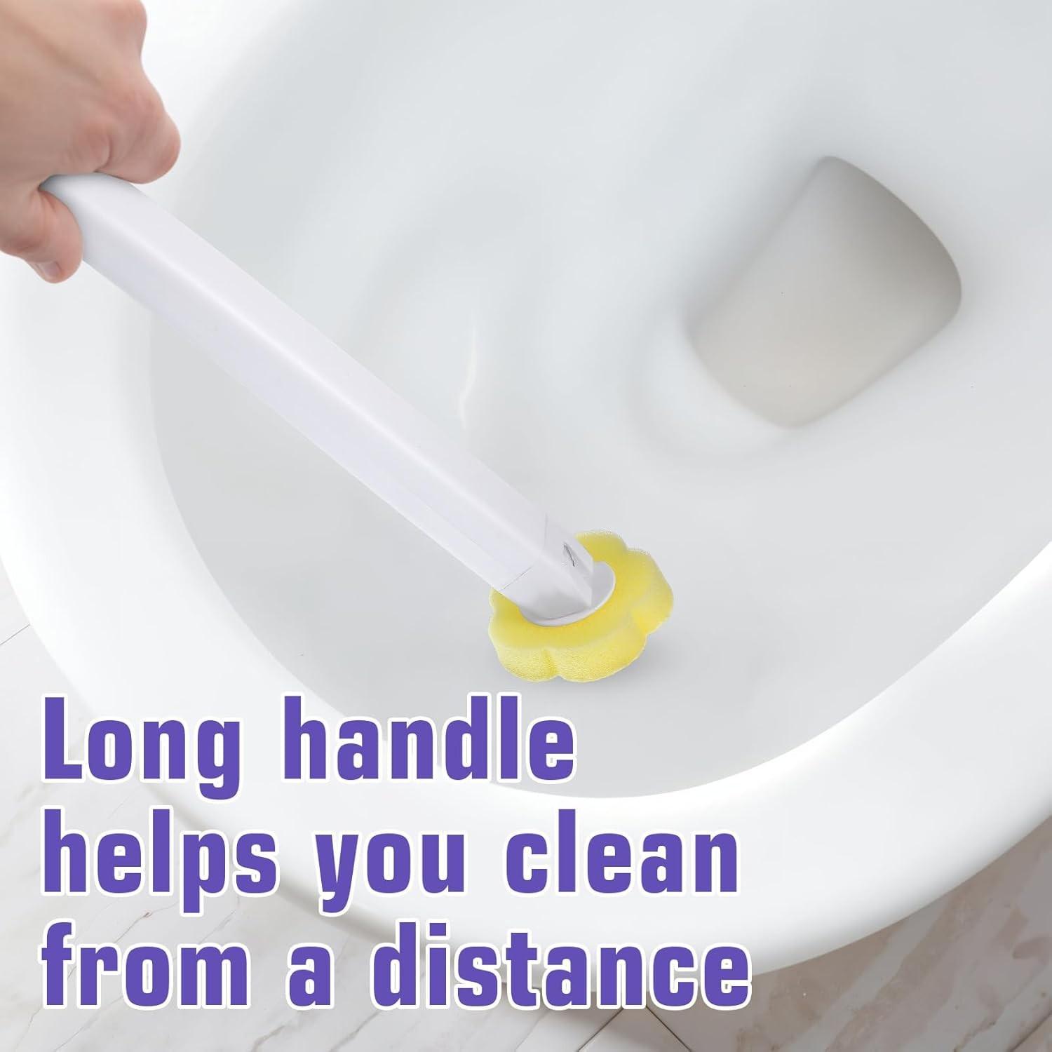 Reusable Toilet Brush Cleaning System, Includes 24 Replacement Heads, Wall-Mounted Wand Set, Bathroom Maintenance Kit