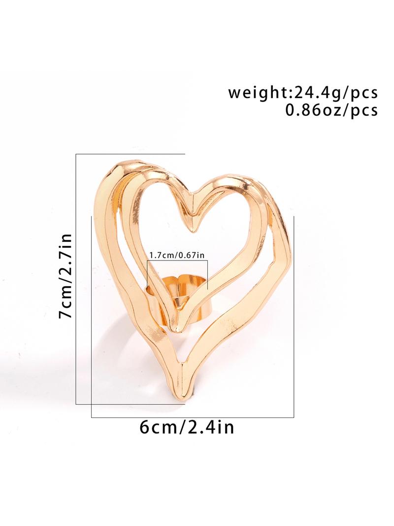 Fashion Hollow out Heart Design Double Layered Exaggerated Ring, Fashion All-match Accessories for Women & Men, Delicate Jewelry for Party