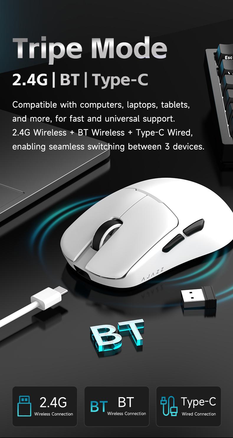 AJAZZ AJ159 V2 Wireless Game Mouse Second Battery Swap Instant Full Power Professional Competitive Drive Game PAW3395 Sensor the third mock examination Computer Office Mouse DPI32000 supports multiple systems for games and office Gaming Pc Accessories