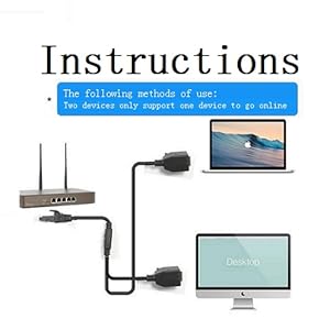 Ethernet Splitter 1 to 2, RJ45 Internet LAN Network Splitter Adapter 1 Male to 2 Female Suitable Cat5, Cat5e, Cat6, Cat7 LAN Socket Connector
