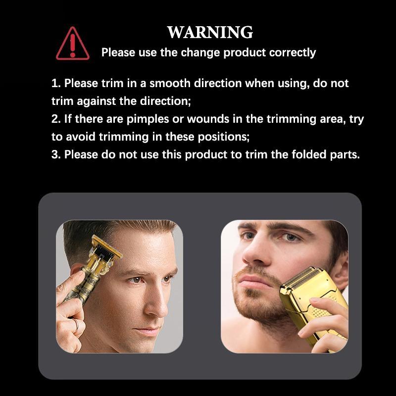 Men's Electric Razor 2-in-1 - Gold Trimmer & Shaver, USB Rechargeable for Precision Sideburn & Facial Grooming - Portable Travel Design - Perfect Father's Day Gift