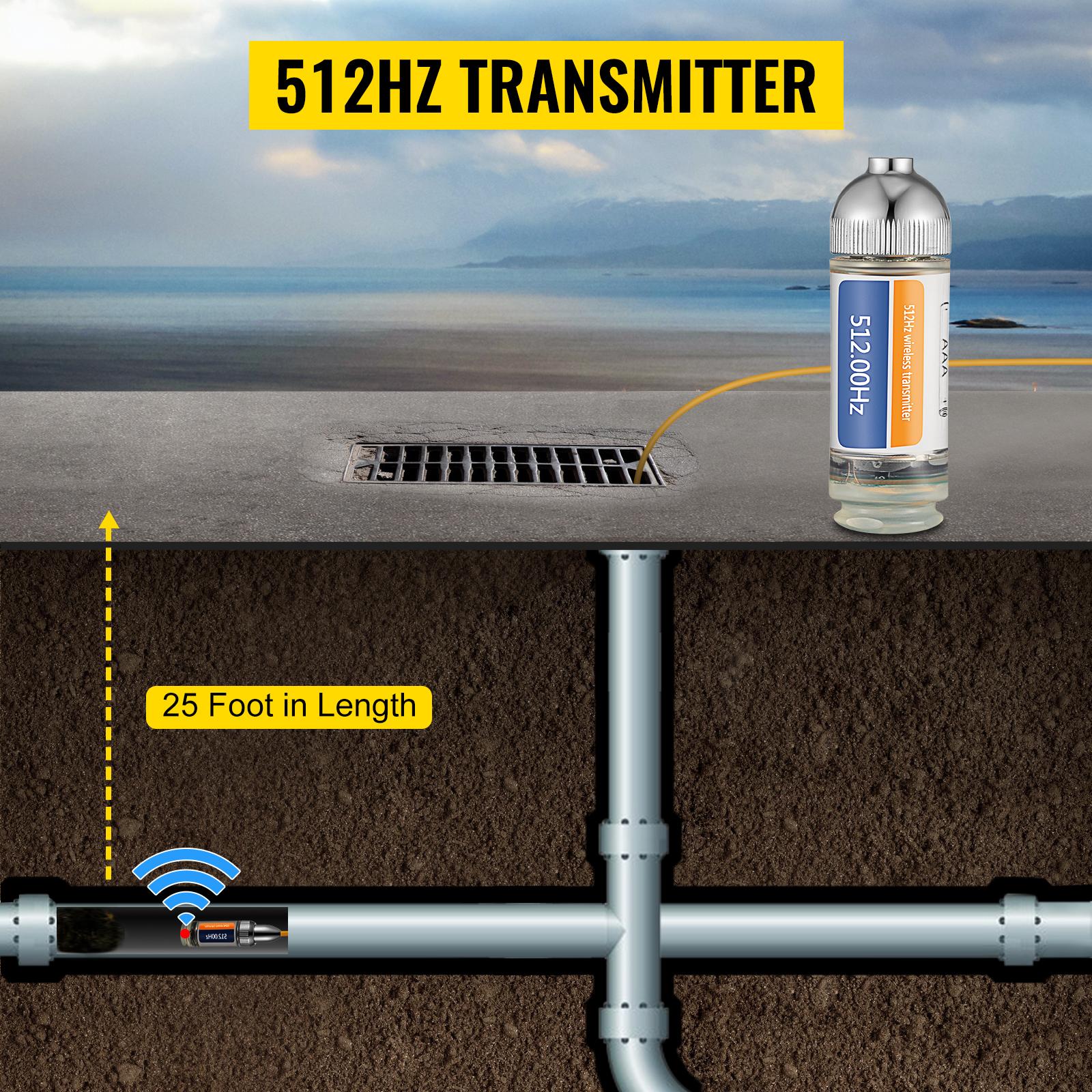 VEVOR 512HZ Sonde 8/5 and 1/4-20 Connectors Rigid Drain Locator for Locating Detecting Small Sewer Pipelines, Silver