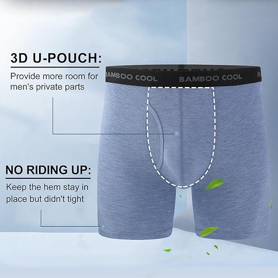 BAMBOO COOL Men's Underwear Boxer Briefs Soft Comfortable 92% Viscose 8% Spandex Gift Sets for Boyfriend 4 Pack or 7 Pack Premium Material Breathable Moisture-Wicking Elastic Stretching