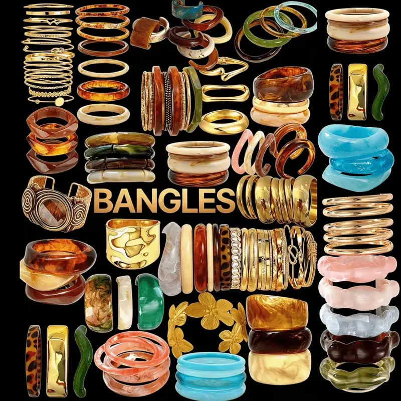Vintage Floral Metal Bangle Bracelets Set - 3/6/9/11Pcs Multi-Layer Stackable Exaggerated Design Accessories for Women, Arm Candy, Curved, Dainty Vintage Style, Multi-Part Bracelets & Bangles for Holiday Parties, Daily Wear
