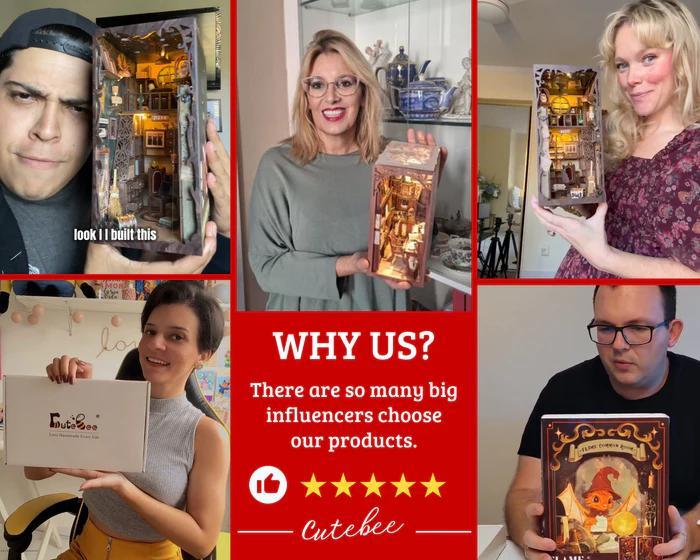 【CUTEBEE RANDOM TWO BOOKNOOK】CUTEBEE Randomization BOOKNOOK Bookcase decoration. Holiday gift with LED lights,cover dust