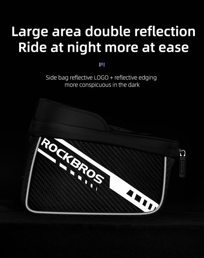 ROCKBROS Bike Phone Front Frame Bag Top Tube Bike Bag Bicycle Handlebar Bag Cell Phone Holder Mount Bag Cycling Accessories Storage Pouch for Phone 15 16  Pro  Max  Below 7.2”