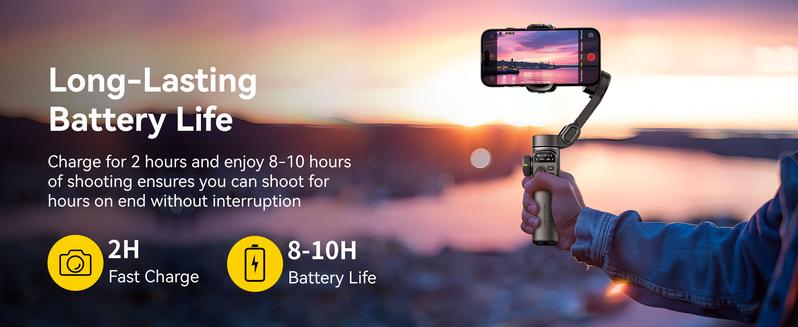 AOCHUAN Gimbal Stabilizer for iPhone, 3-Axis Smartphone Gimbal Built in 7.8' Extension Rod, Portable Gimbal Stabilizer w/OLED Display for iPhone/Android, Perfect for TikTok YouTube Vlogging-Smart X2 Black