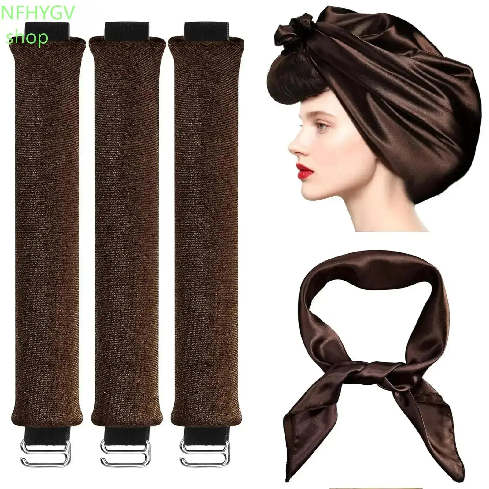 4-in-1 Velvet Heatless Curler Set With Silk Scrunchie, Overnight Hair Rollers for Medium and Long Hair, Gentle Styling Tool to Create Big Curls Without Heat Damage