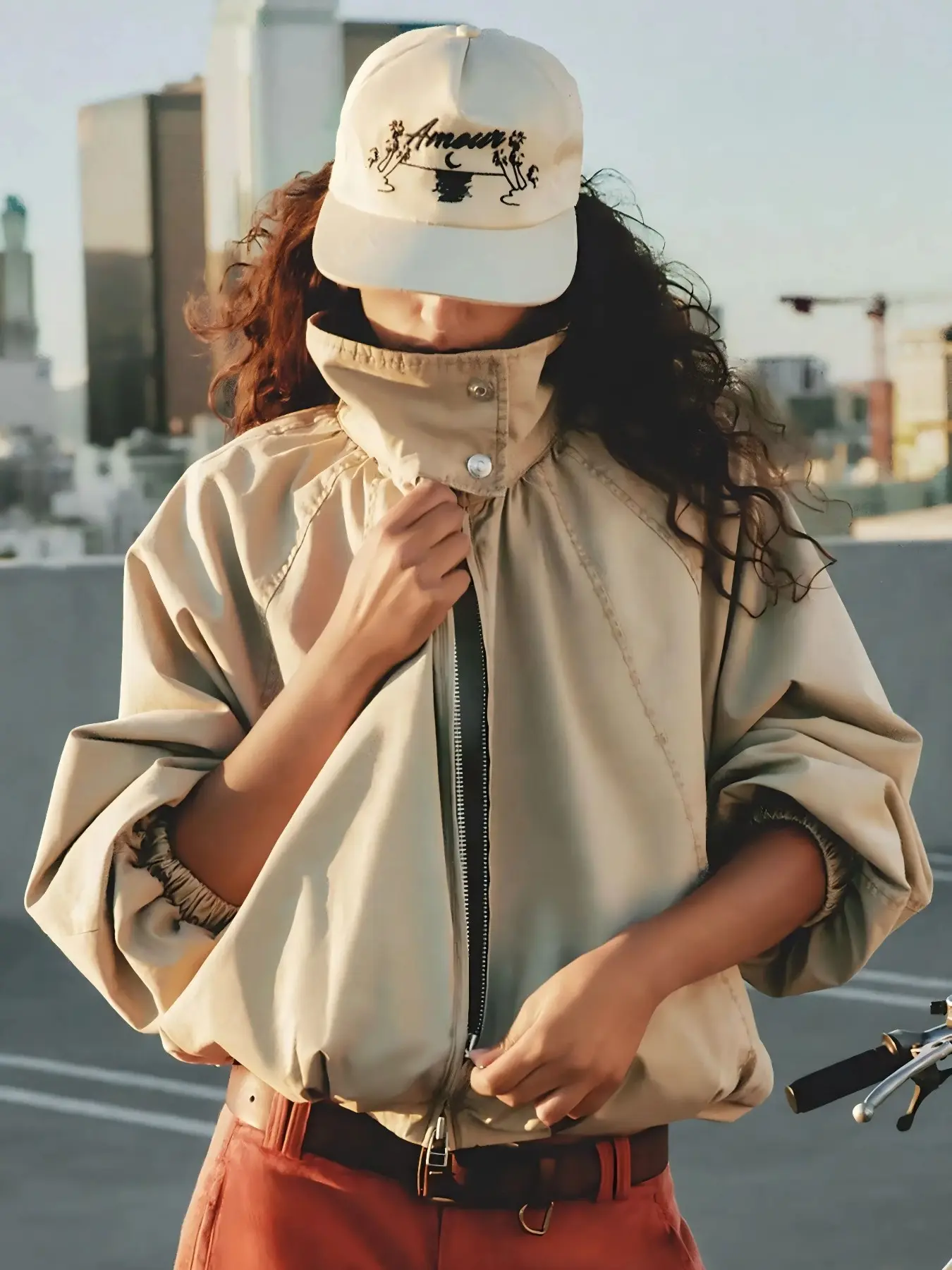High Neck Short Windbreaker Jacket for Women, Vintage Loose Fit Zipper Windproof Casual Coat, Fashionable Ladies Outerwear