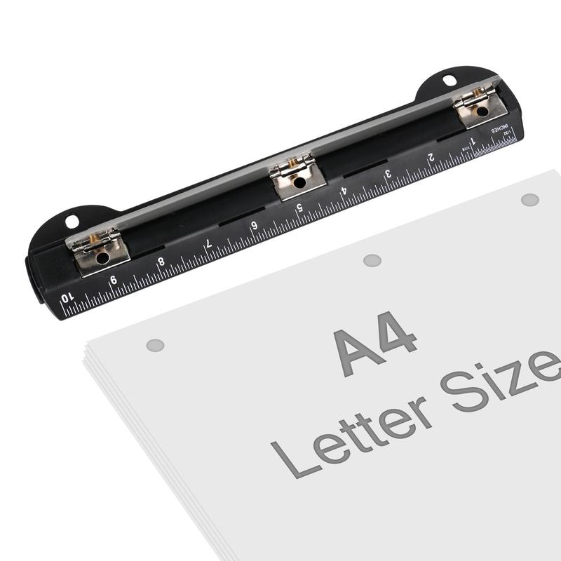 3 Hole Punch, 1 Count Portable Mini Hole Puncher with Ruler, Multifunctional Punching Ruler for DIY Craft, Teaching, Office Stationery & Supplies