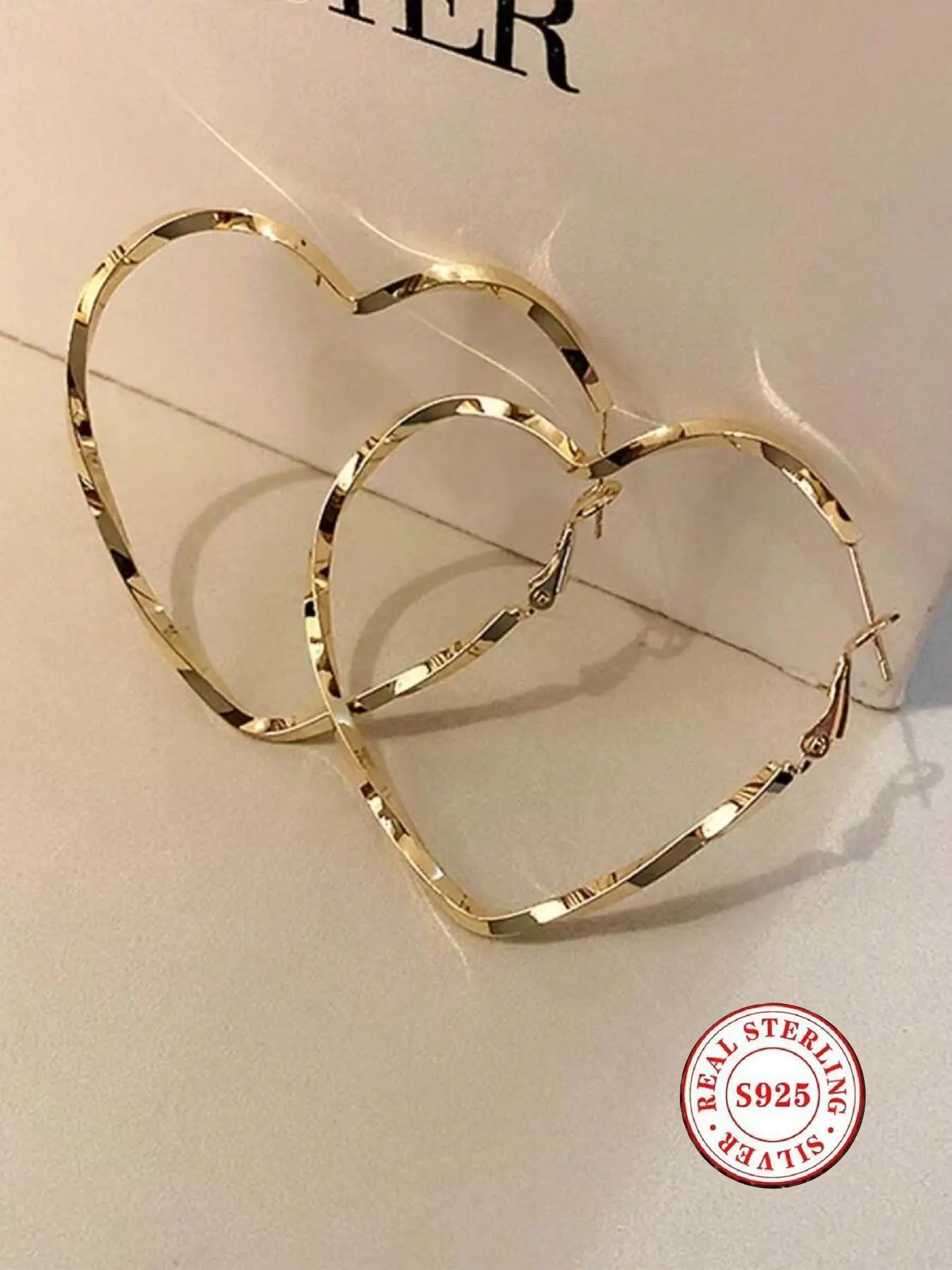 Large Heart Ring Earrings for Women, Twisted Edge Heart Studs, Love Heart Earring, Hypoallergenic Fashion Jewelry, Party & Daily Wear, Gift Idea