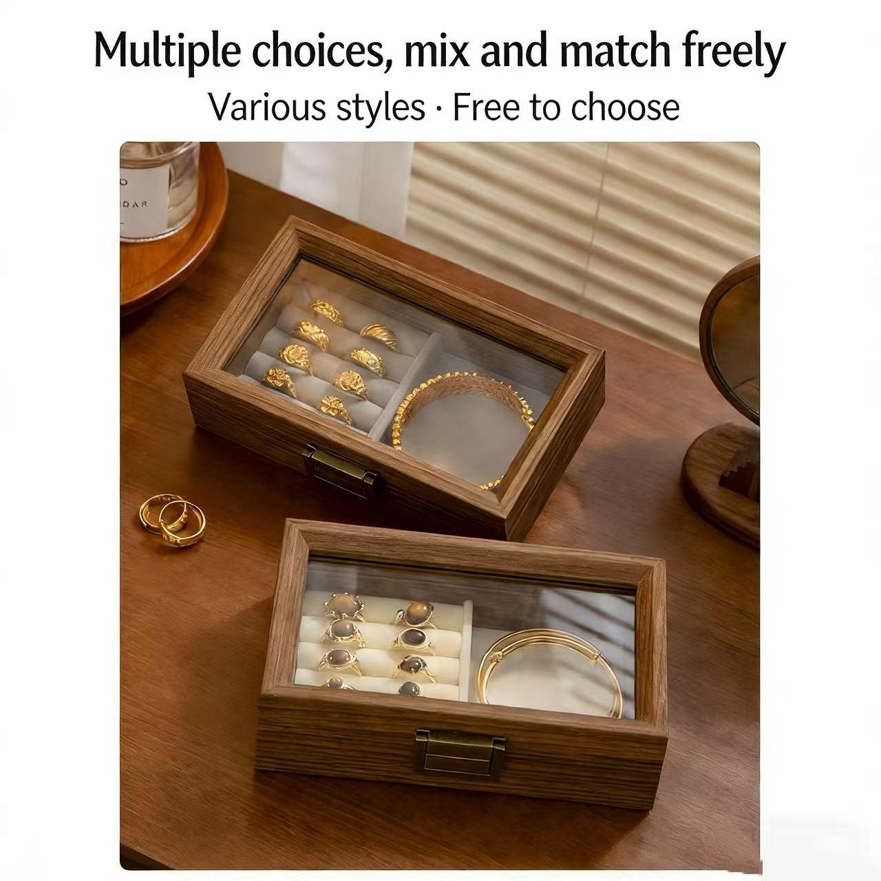 Vintage Simple Multifunctional Jewelry Box, Ring Storage Case, Travel-Friendly Portable Organizer for Bracelets, Necklaces, Earrings