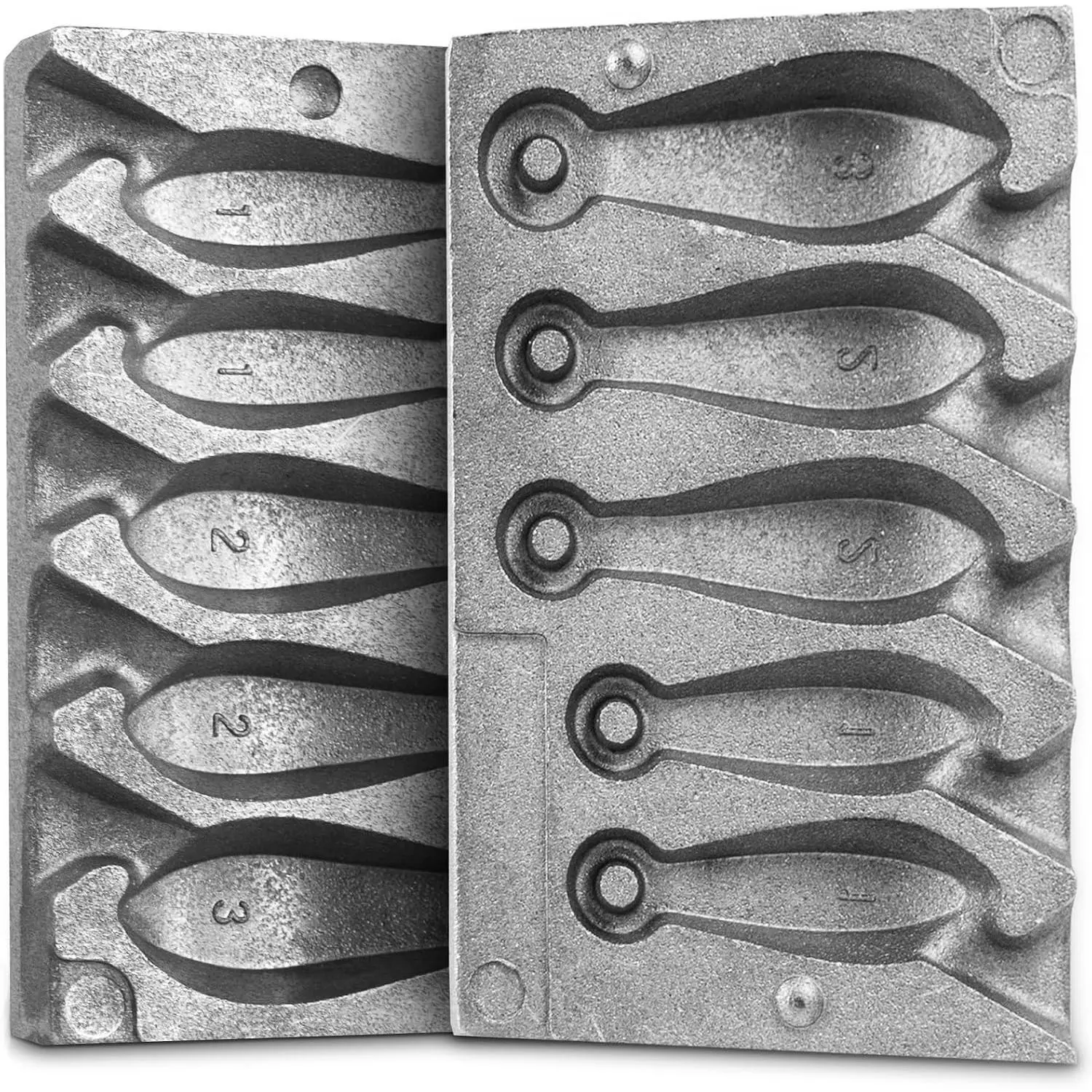Fishing Sinker Mold, 1, 2, 3 oz Weights 5-Cavity Bank Sinker Mold | 1 oz, 2 oz and 3 oz Fishing Weight Mold for Making Sinkers and Casting Fishing Weights