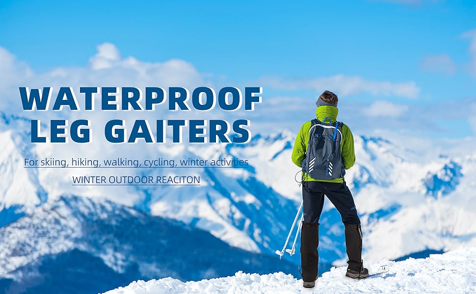 ROCKBROS Snow Boot Leg Gaiters, Waterproof Hiking Gaiters for Winter Sports and Snow Shoes