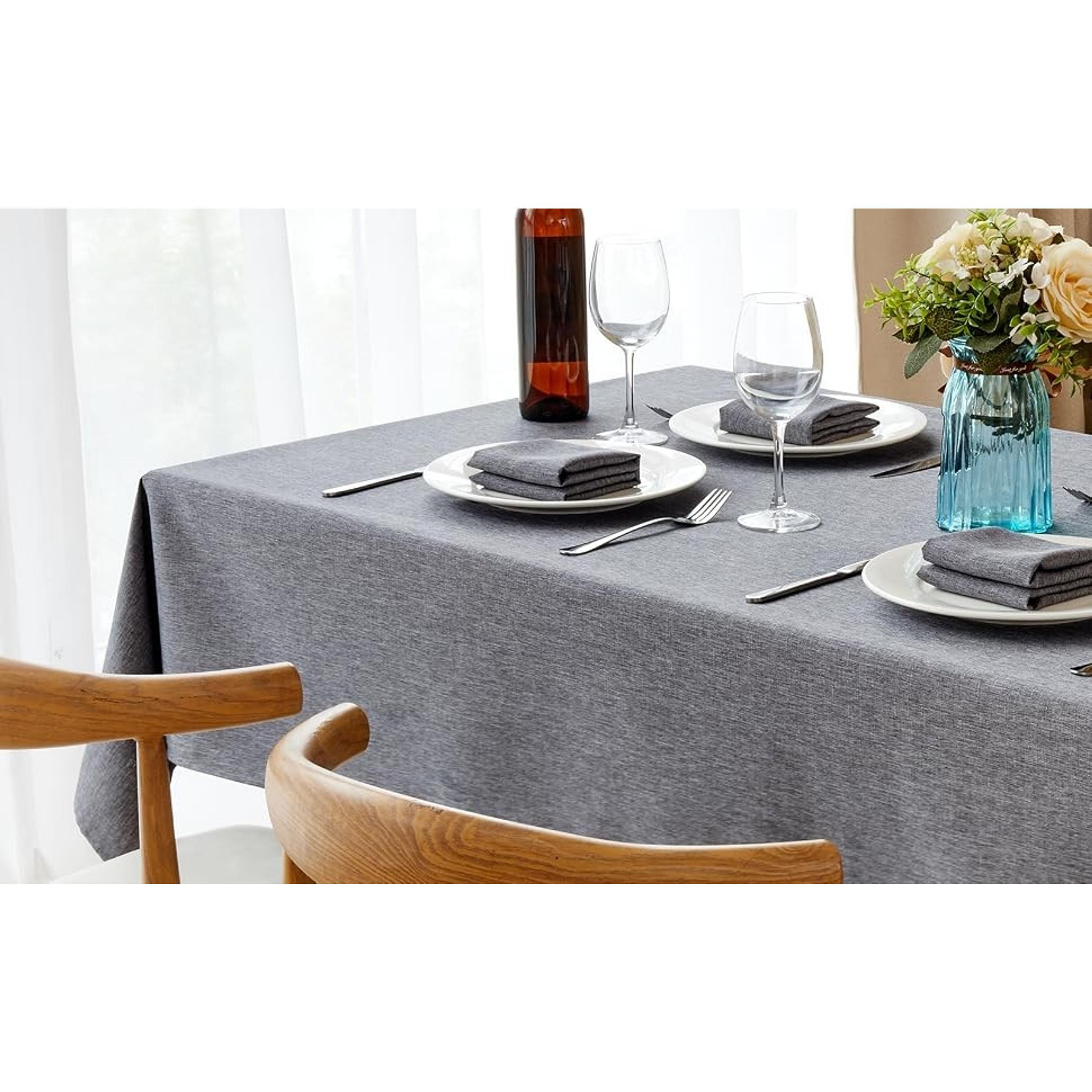 Rectangle Table Cloth Linen Farmhouse Tablecloth Waterproof Anti-Shrink Soft and Wrinkle Resistant Decorative Fabric Table Cover for Kitchen (Dark Grey, 52" x 70" (4-6 Seats))