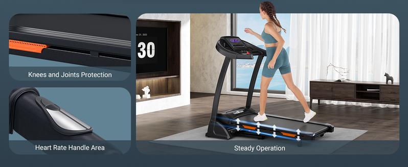 Incline Treadmill, Treadmill for Running and Walking, 300 lbs Capacity Treadmill with Auto Incline, Wide Belt, 3.5HP, App, Heart Rate, Black Home Gym Equipment Home Exercise Equipment