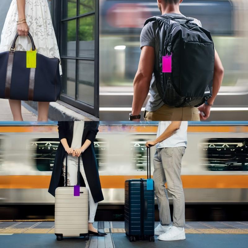 5/10pcs Colorful PVC Luggage Tags, Waterproof Anti-Loss Name Plates, Traveling Essentials, Luggage ID Labels, Shipping Identification
