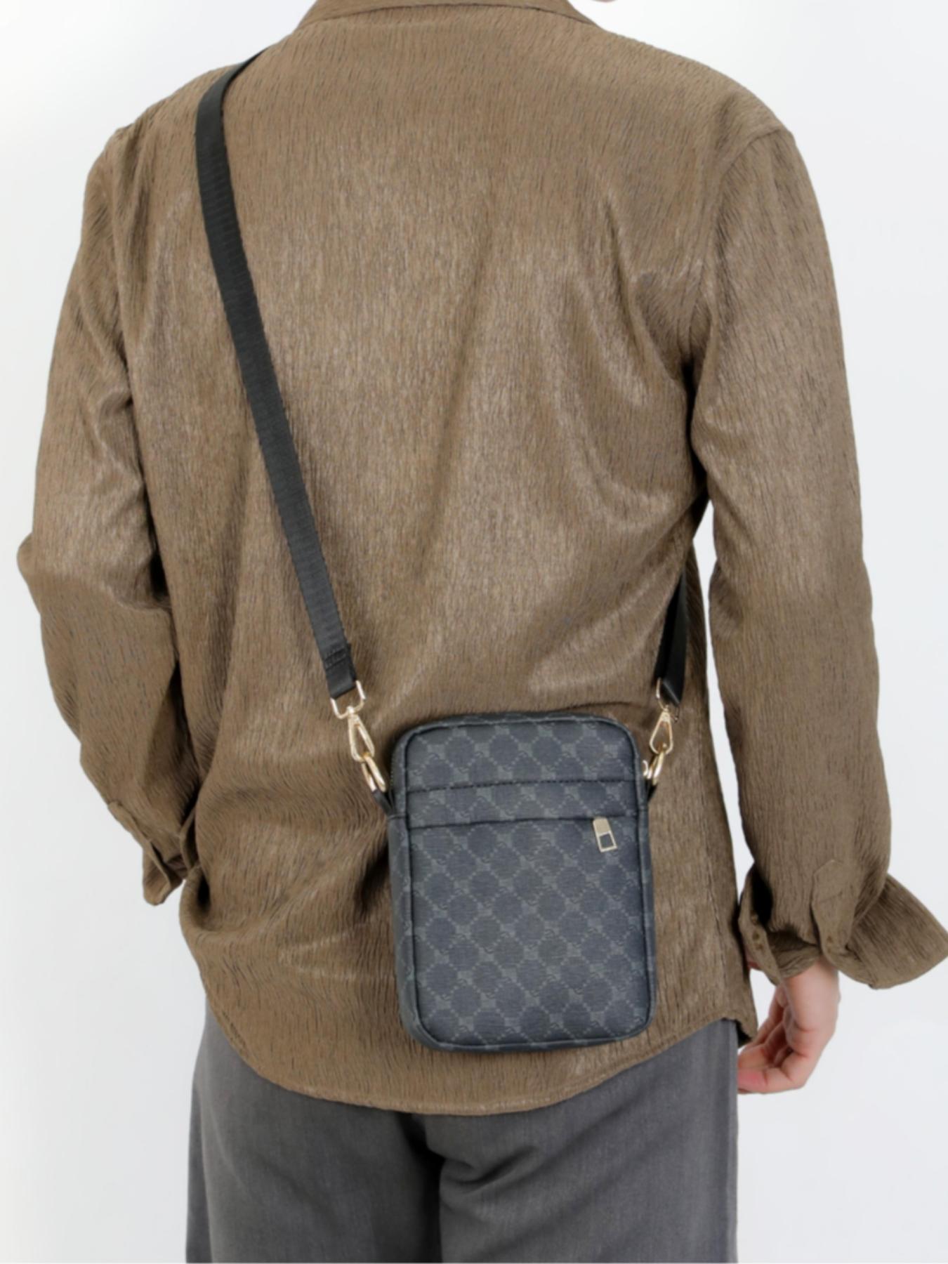 Men's Windmill Pattern Crossbody, Casual All-Seasons Commuter & School Bag, Versatile Daily Use, Travel Friendly, Cross Body Bags