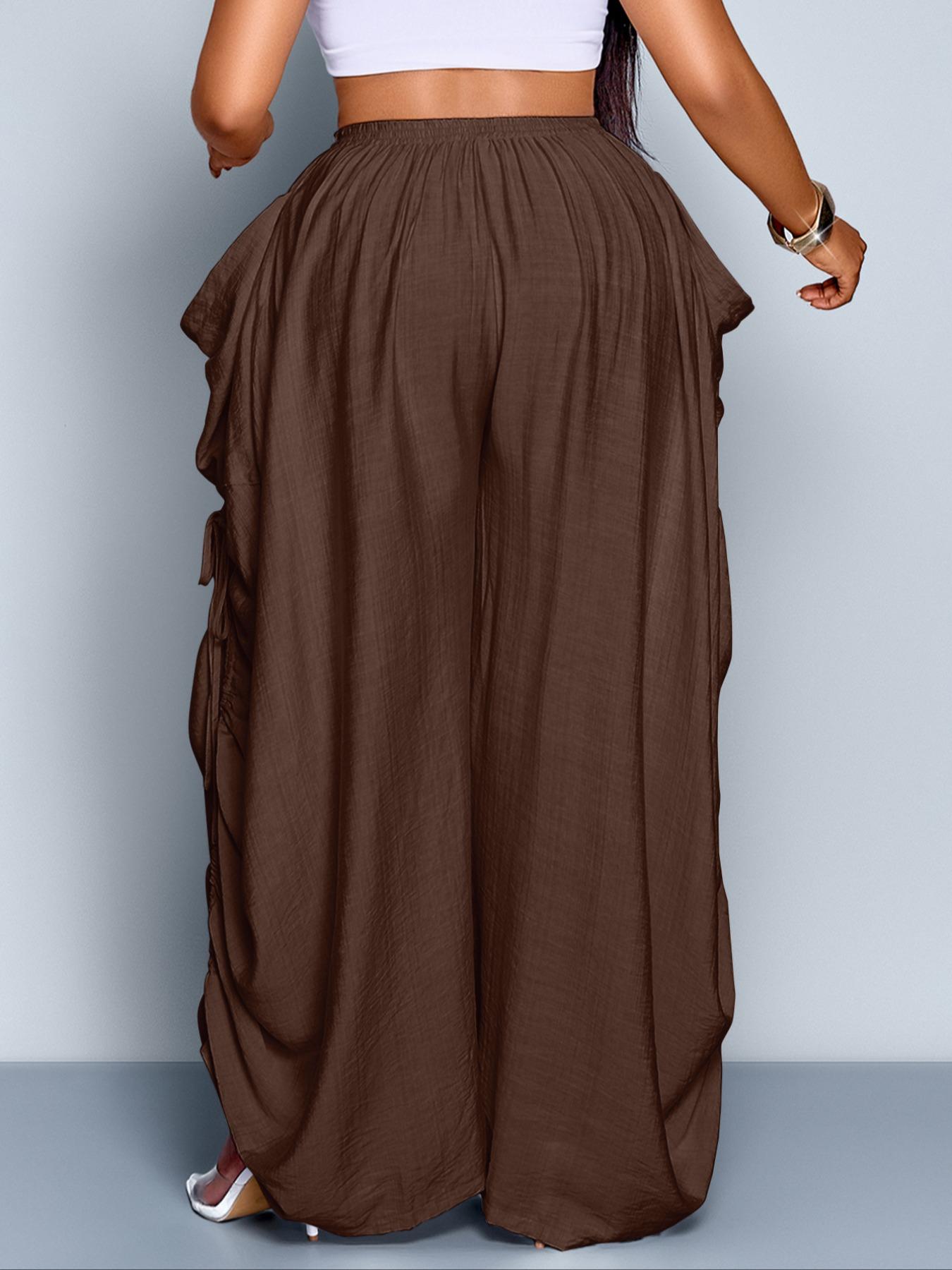 Women's Casual Loose-Fit High Waist Wide Leg Pants, All-Season Woven Fabric, Long Plain Design, Daily Commute & Vacation Wear Women's Casual Loose-Fit High Waist Wide Leg Pants, All-Season Woven Fabric, Long Plain Design, Daily Commute & Vacation Wear