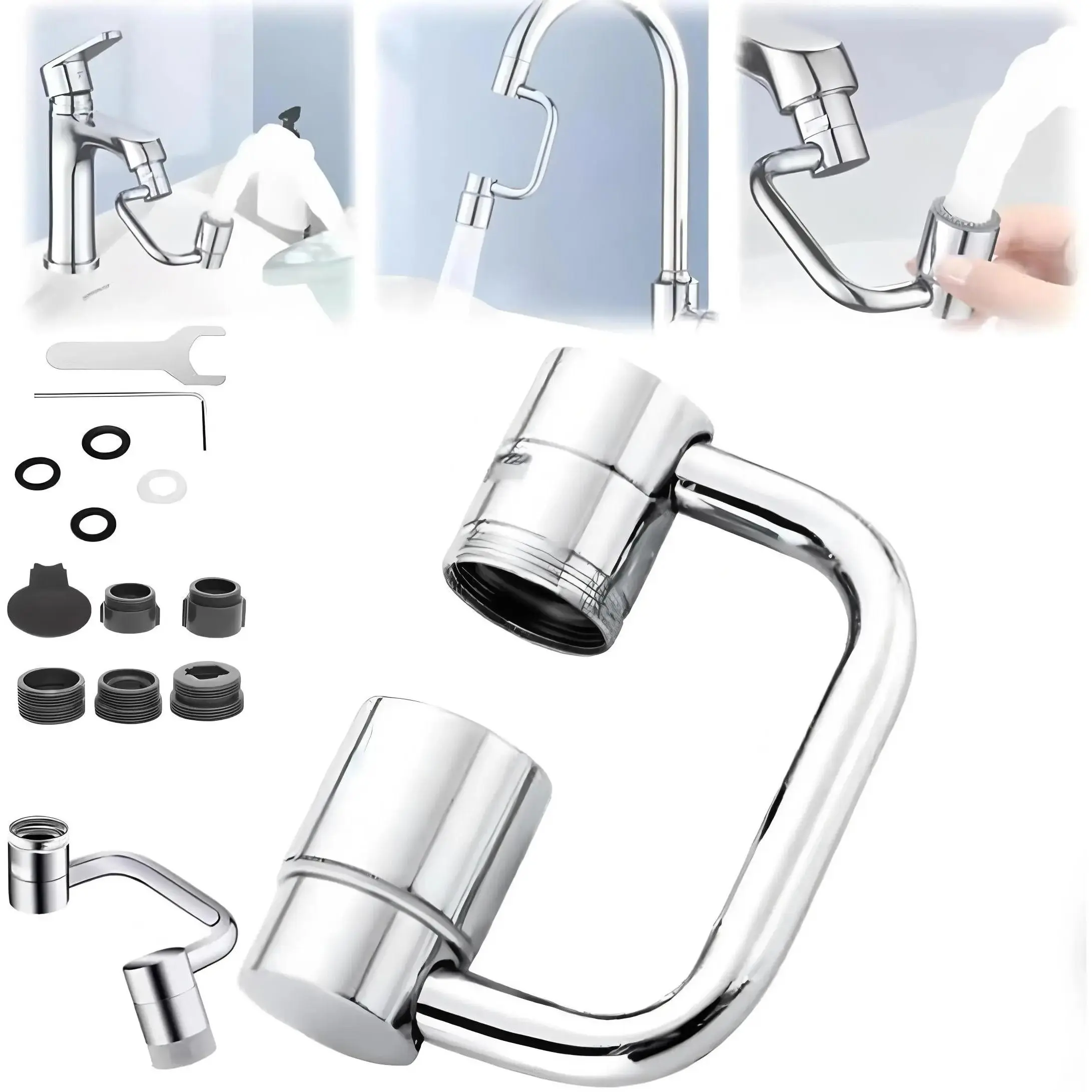 Universal Faucet Extender with Filter, 1080 °   Rotatable Sink Aerator with 2 Spray Modes, Splash-Proof Filter Attachment for Kitchen & Bathroom Faucets