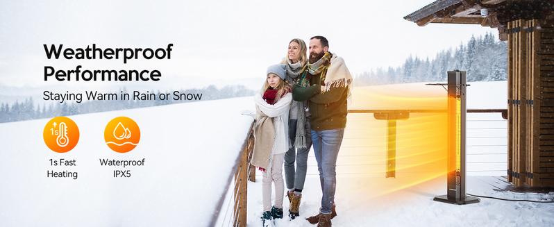 VAGKRI fan Heater, 1500W 36-42 inch indoor heater  with 3 Heating Levels, Tip-Over & Overheat Protection, IPX5 Waterproof Tower Space Heater for Patio Backyard Garage Restaurant Home /portable electric heater