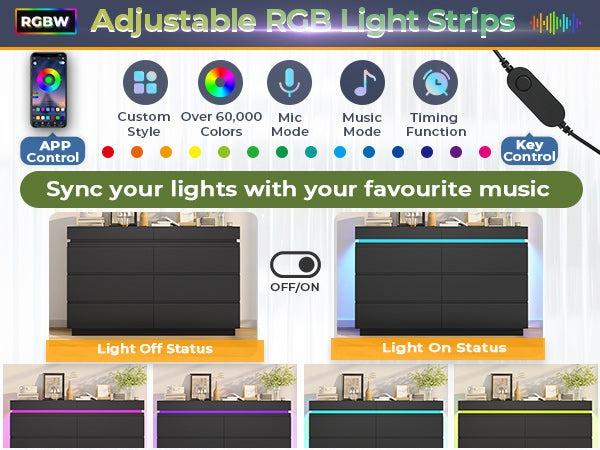 Sikaic Modern 6 Drawer Dresser with Sliding Desktop, Wide Chest of Drawers with Charging Station & LED Lights, Large Storage Tower Clothes Organizer, Black Dresser for Bedroom Sikaic Modern 6 Drawer Dresser with Sliding Desktop, Wide Chest of Drawers with Charging Station & LED Lights, Large Storage Tower Clothes Organizer, Black Dresser for Bedroom