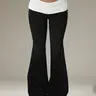 New Women's Leopard Print Low Waist Flare Pants, Elastic Waist Yoga Pants, Elegant Fashion Commute Workout Date Vacation Long Pants, Fitness Workout Pants, Fitness Bottoms